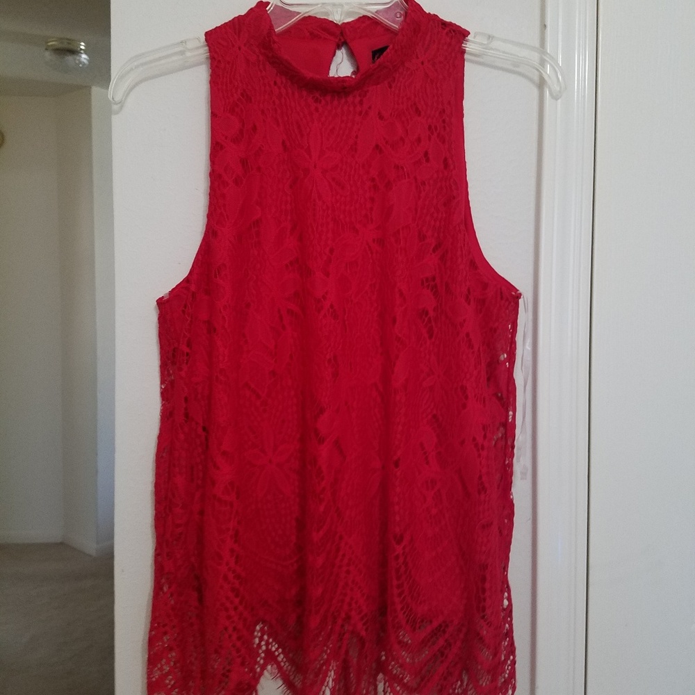 Francesca's Red Lace Tank Top